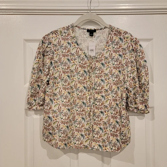 Ann Taylor Small Tie Neck Puff Sleeve Top, New with Tag - Picture 4 of 6